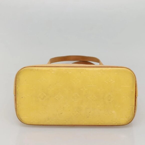 LOUIS VUITTON Monogram Vernis Houston Hand Bag Lime Yellow M91055 LV Auth 131741 - Picture 5 of 16